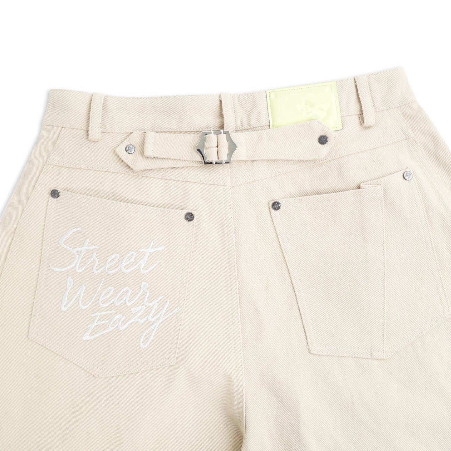 SWE BELTED WIDE PANTS - BEIGE