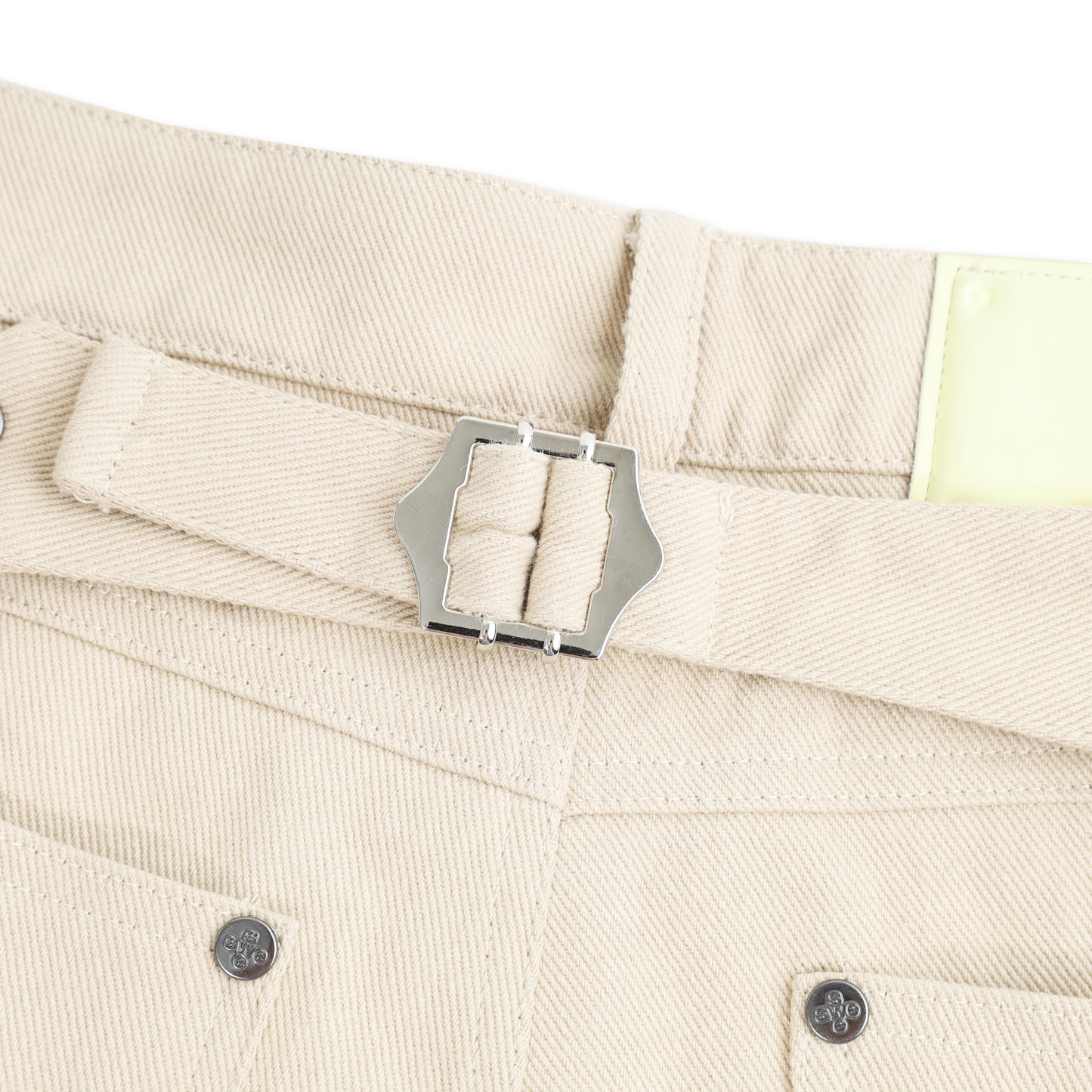 SWE BELTED WIDE PANTS - BEIGE