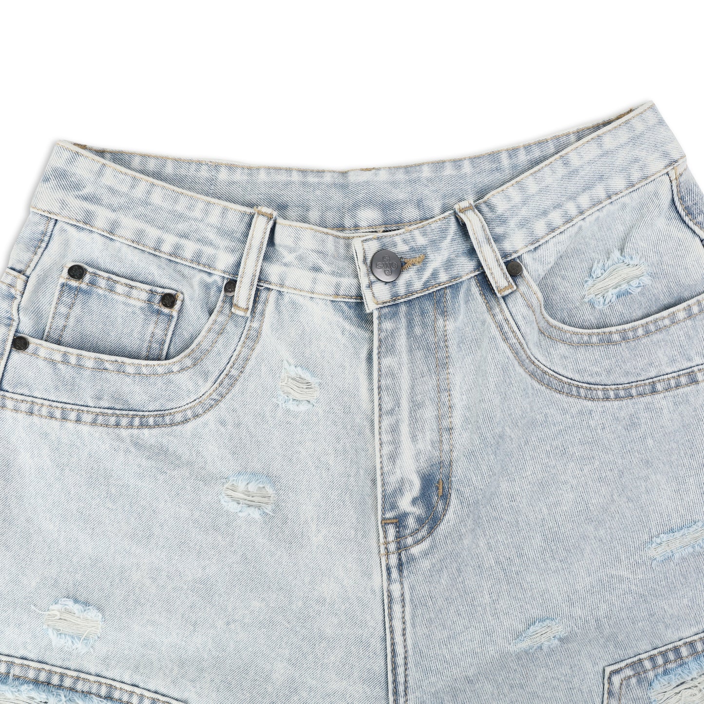 SWE KNEECRAFT DENIM SHORTS - LIGHT BLUE