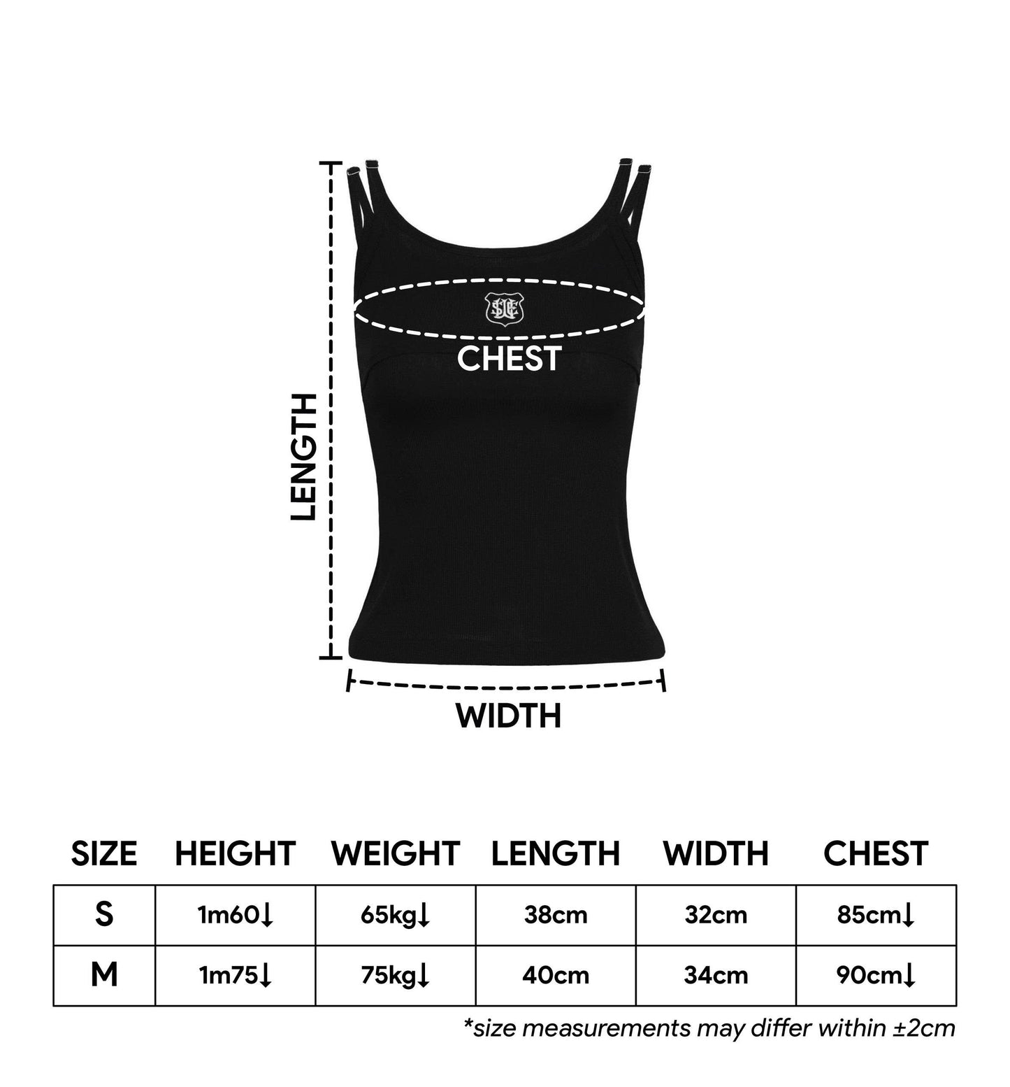 SWE DOUBLE STRAP CAMISOLE - BLACK